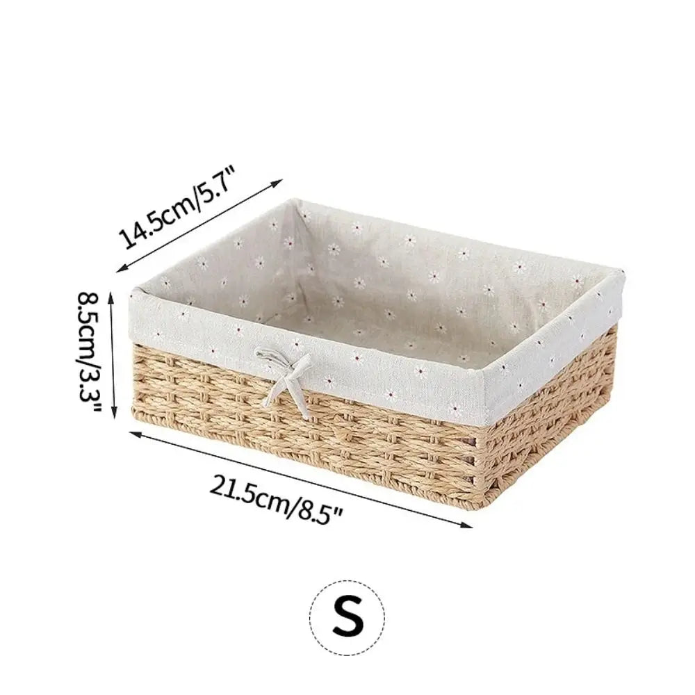 Panier de rangement tressé rectangulaire en lin avec couvercle - Nesty (vue 12)