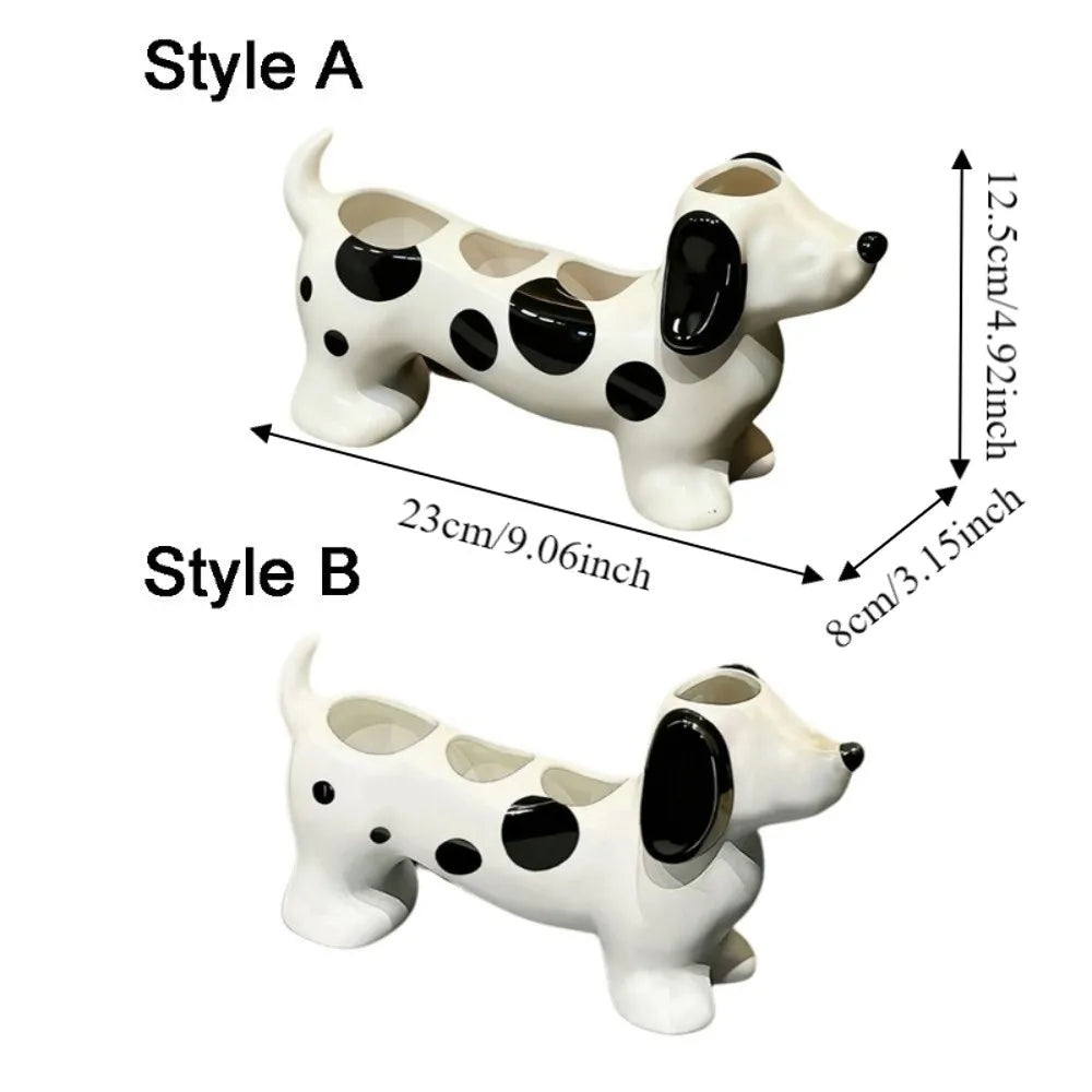 Ceramic Dachshund Toothbrush Holder 4 Slots Cute Electric Toothbrush Stand Space Saving Decorative Washbasin Organizer Washstand - Nesty (vue 6)
