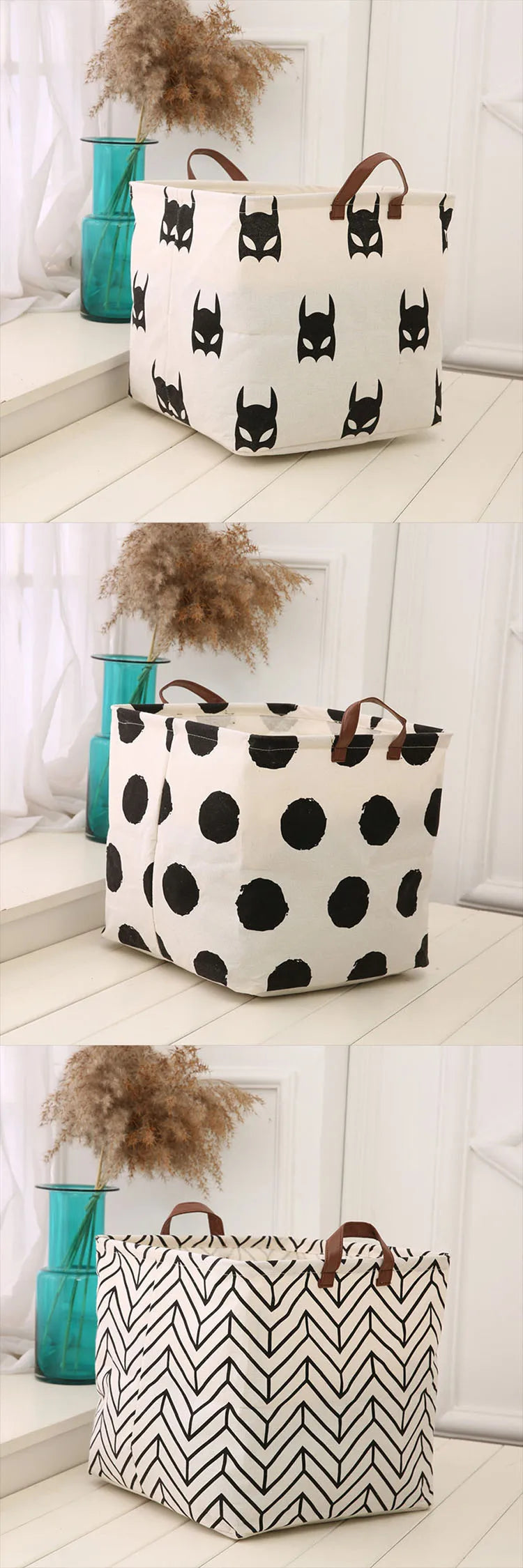 Panier de rangement pliable en lin, forme carrée (vue 14) - Nesty