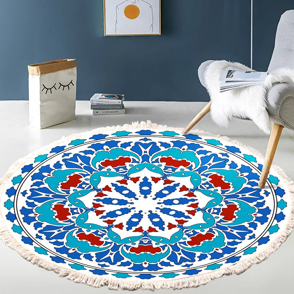 Tapis rond bohème à franges — tissé main - Nesty (vue 24)