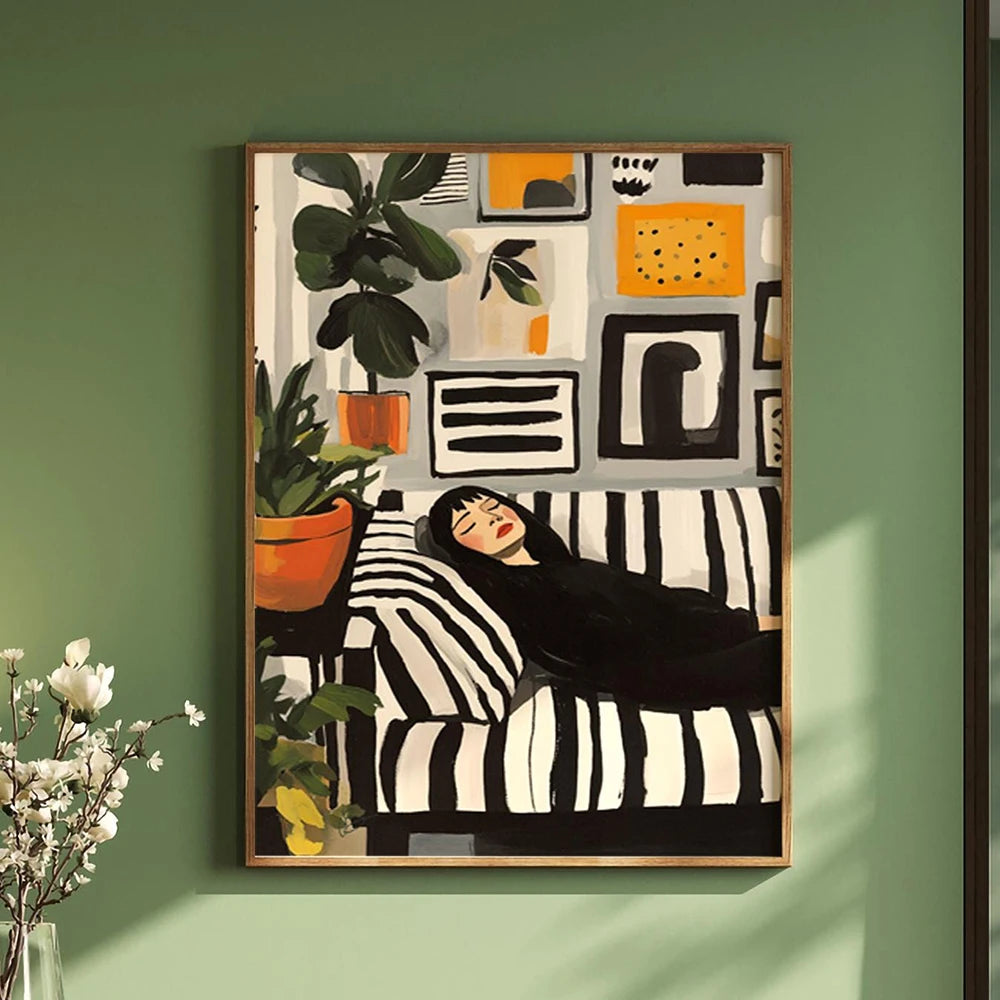 Toile imprimée silhouette abstraite aux fleurs Nesty - Art mural minimaliste (vue 13)