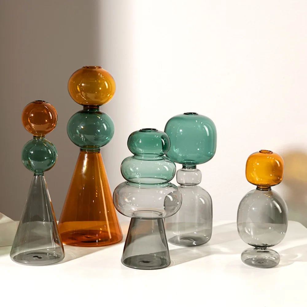 Vase en verre double paroi coloré, culture hydroponique (vue 5) - Nesty