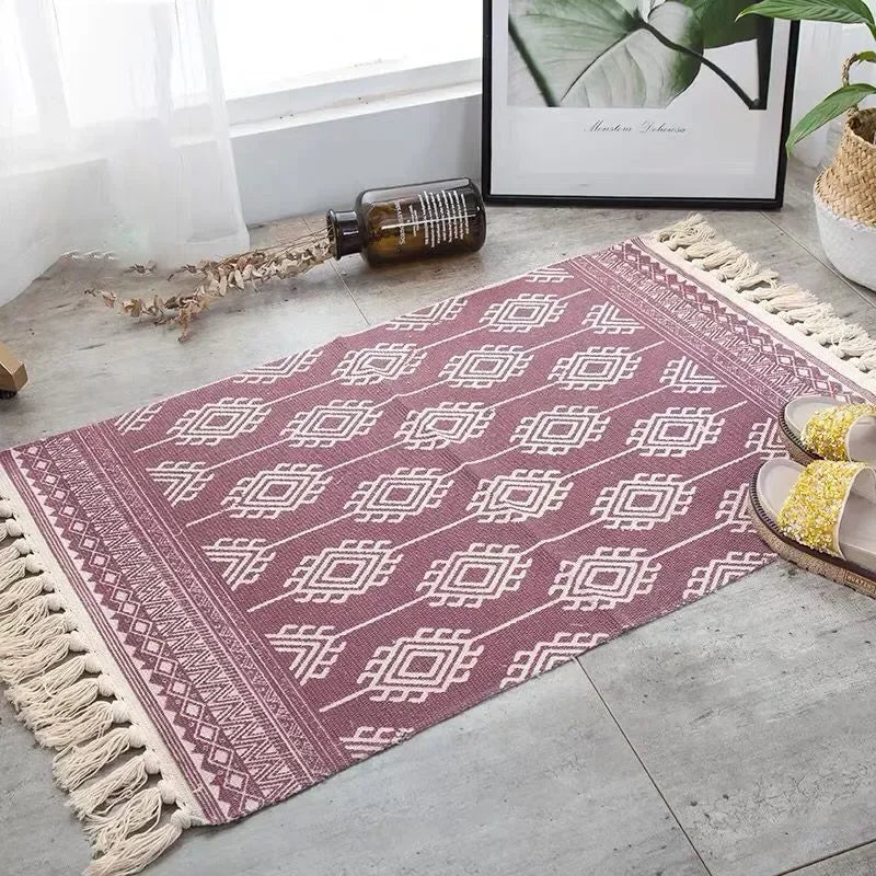 Tapis boho tissé main — franges et motif géométrique - Nesty (vue 6)