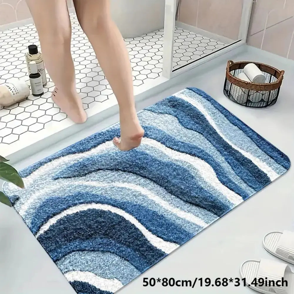 Tapis de bain motif vagues bleues Nesty (vue 8)