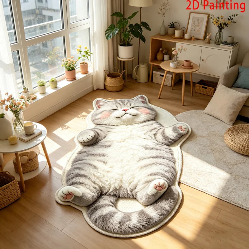 Tapis illustré chat rigolo Nesty - Tapis doux pour chambre d'enfant (vue 5)