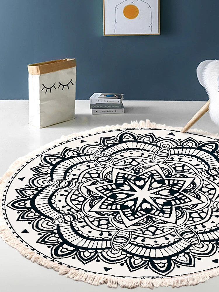 Tapis rond bohème à franges — tissé main - Nesty (vue 15)