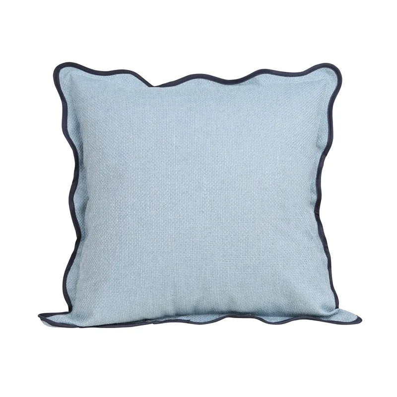 Housse de coussin en lin uni Nesty - Bord ondulé, esprit bohème (vue 7)