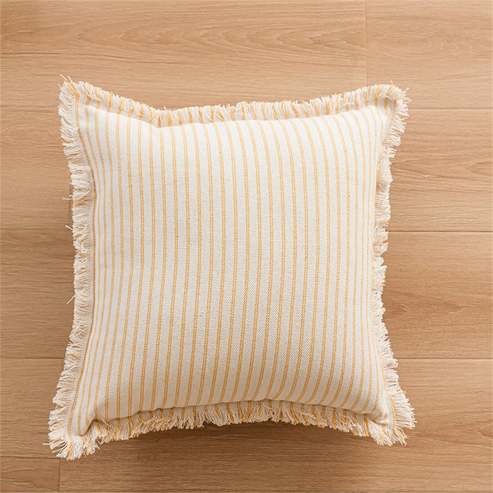Housse de coussin en lin à rayures Nesty - Plusieurs formats disponibles (vue 6)