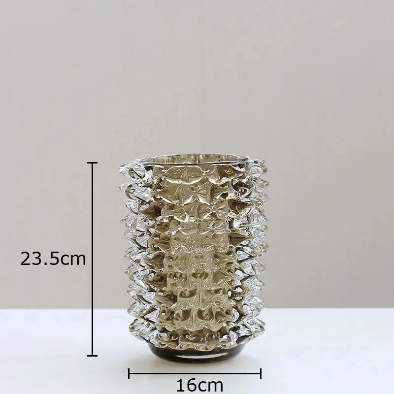 Vase en verre froissé transparent (vue 7) - Nesty