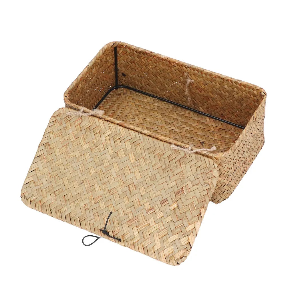 Panier de rangement rectangulaire en jonc de mer - Nesty (vue 3)