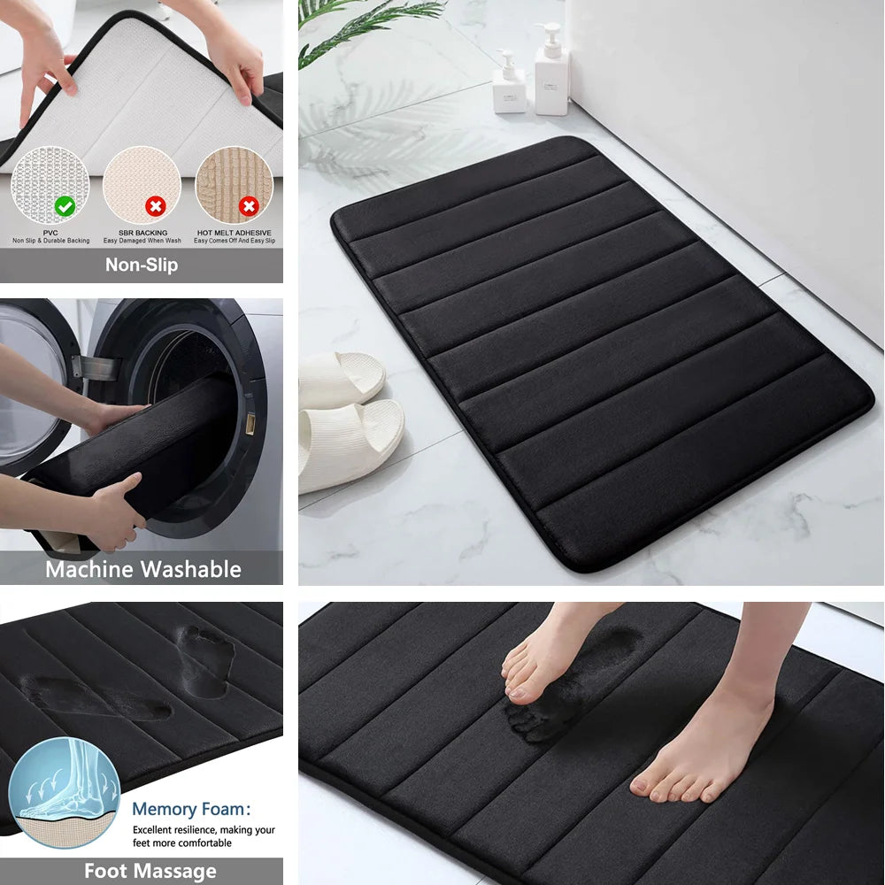 Tapis de bain en mousse à mémoire de forme — coton, très absorbant - Nesty (vue 4)