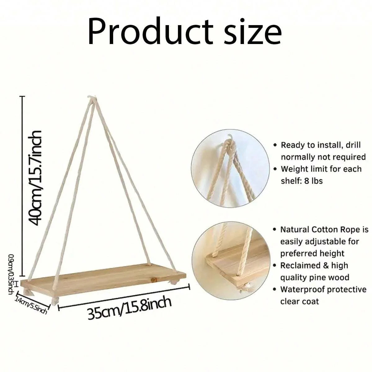 Étagère balançoire en bois Nesty - Fiche dimensions et détails de fabrication