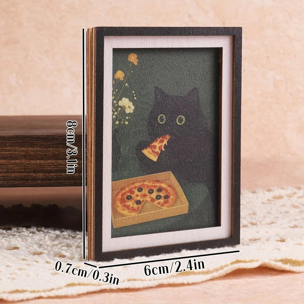 Magnet frigo cadre photo Nesty - Motif chat et pizza pour la cuisine (vue 6)