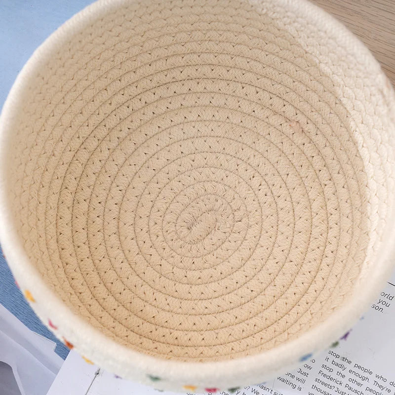 Panier de rangement tressé en corde de coton avec couvercle (vue 6) - Nesty