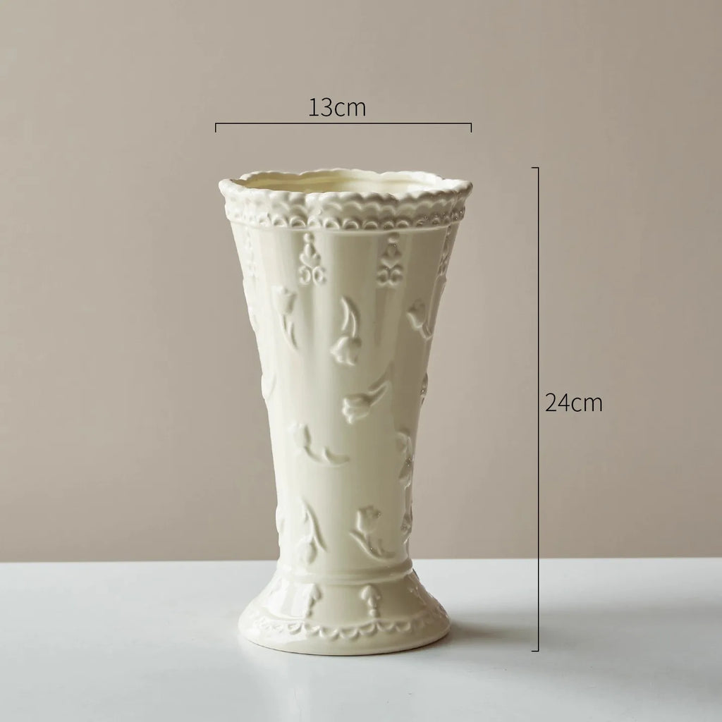 Vase en céramique crème à relief — style intemporel (vue 8) - Nesty