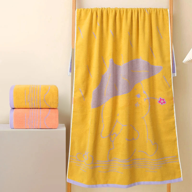 Serviette de bain en coton à motif ligné — grand format, pour toute la famille - Nesty (vue 4)