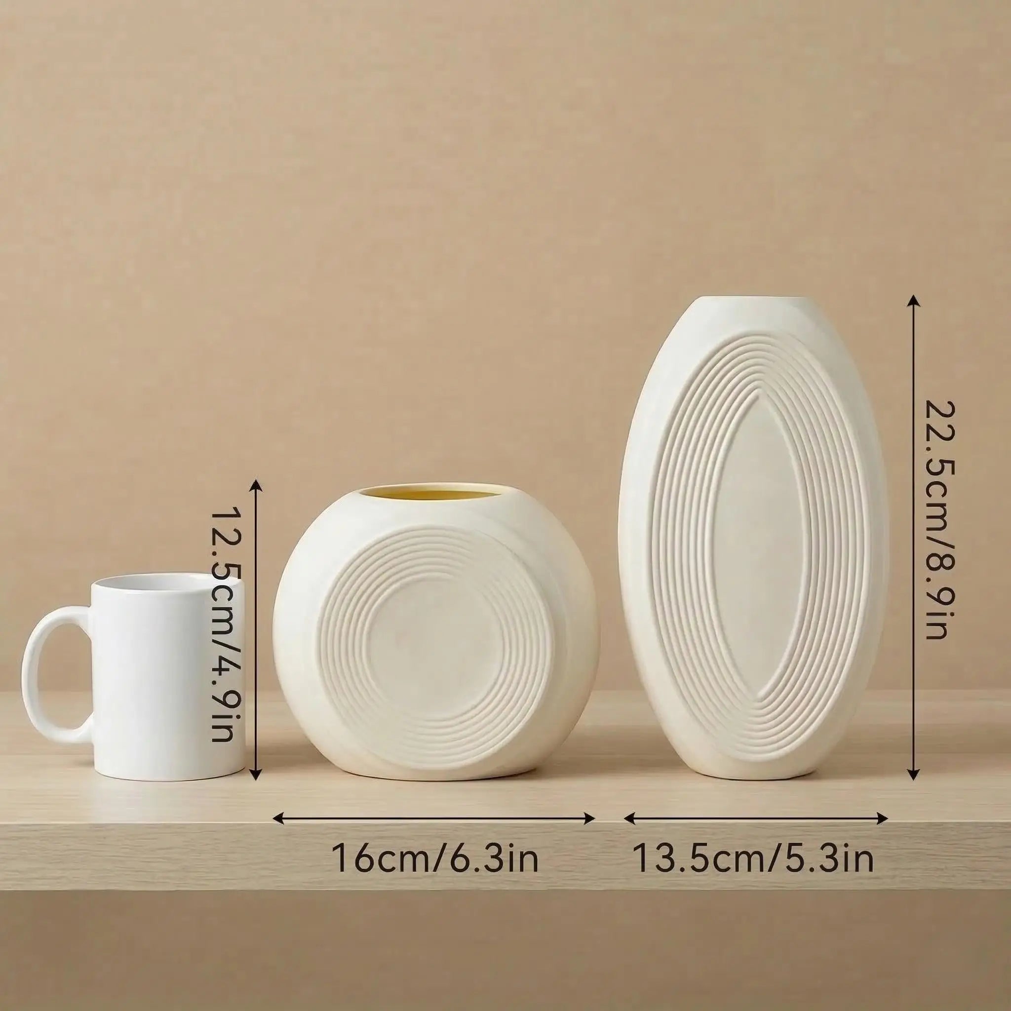 Duo de vases géométriques en plastique, esprit wabi-sabi (vue 6) - Nesty