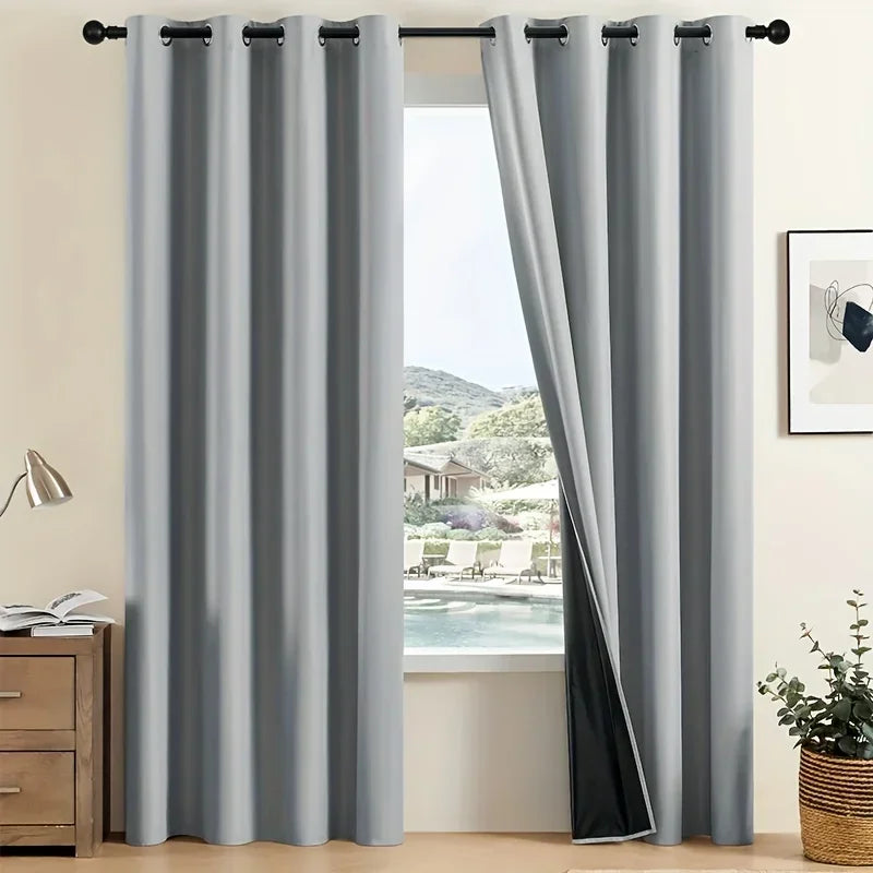 Rideaux occultants doublés Nesty - Lot de 2 pour chambre (vue 14)