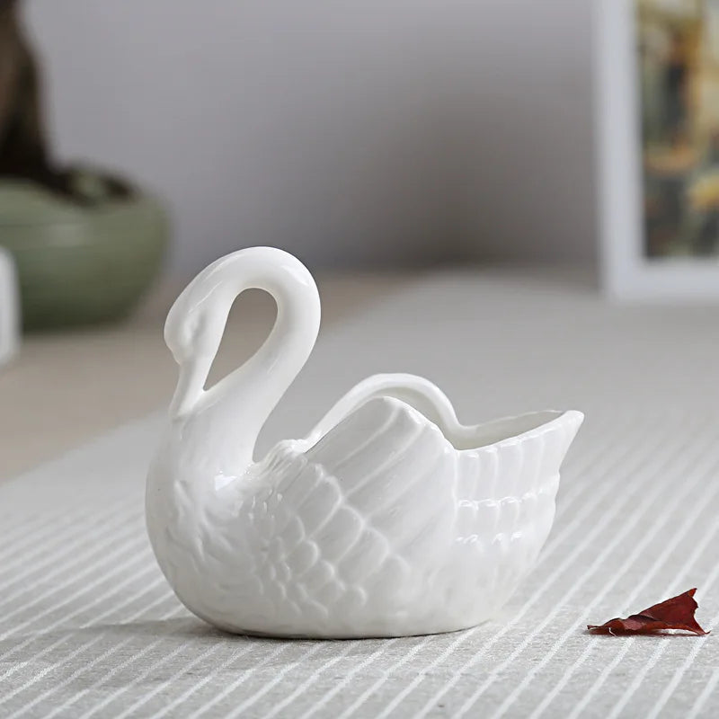 Photophore cygne en céramique, boîte de rangement décorative (vue 5) - Nesty