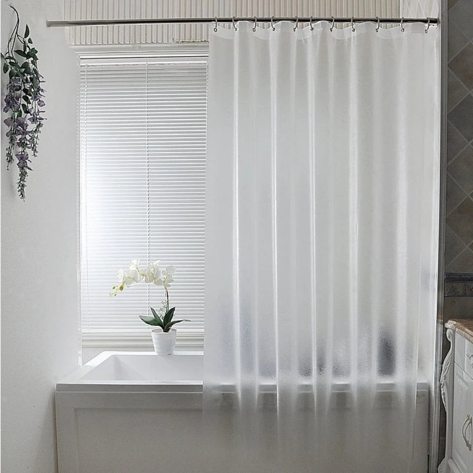 Rideau de douche translucide dépoli — PEVA imperméable, plusieurs tailles - Nesty (vue 1)