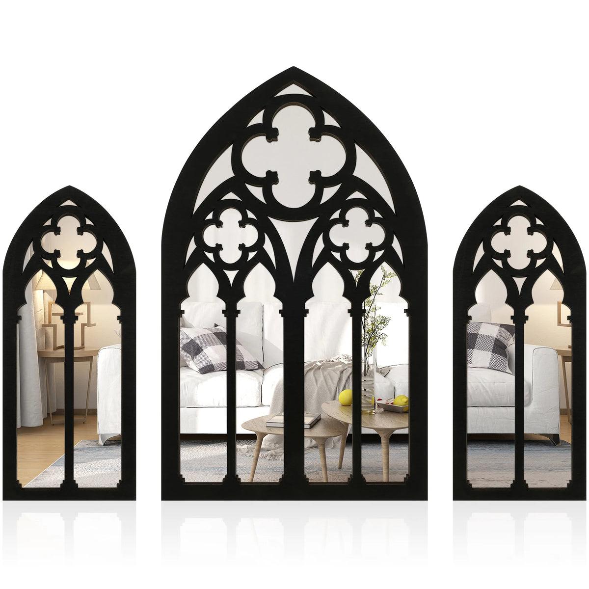 Set de miroirs muraux cintrés — vitraux décoratifs (vue 8) - Nesty