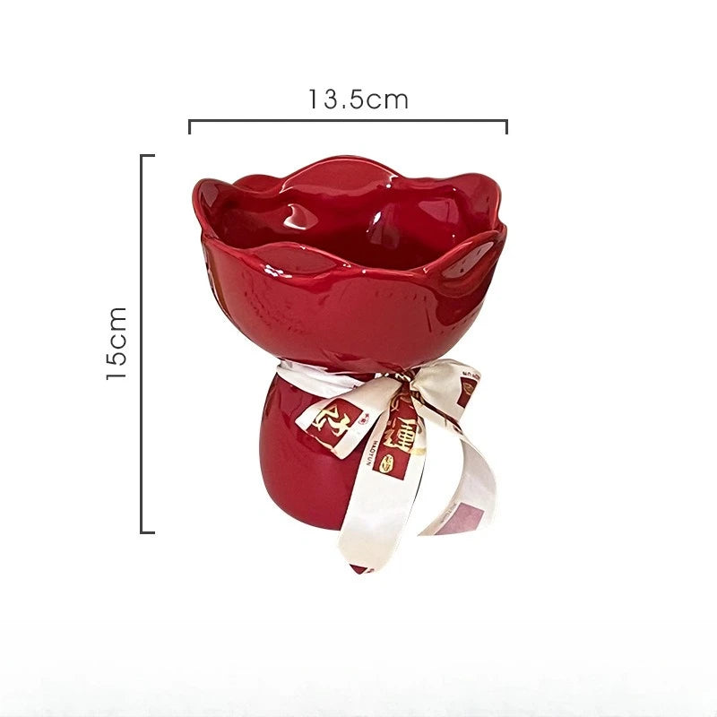 Vase en céramique en forme de rose — modèle bureau (vue 7) - Nesty
