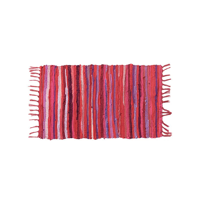 Tapis à franges tissé main — motif rayé (vue 6) - Nesty