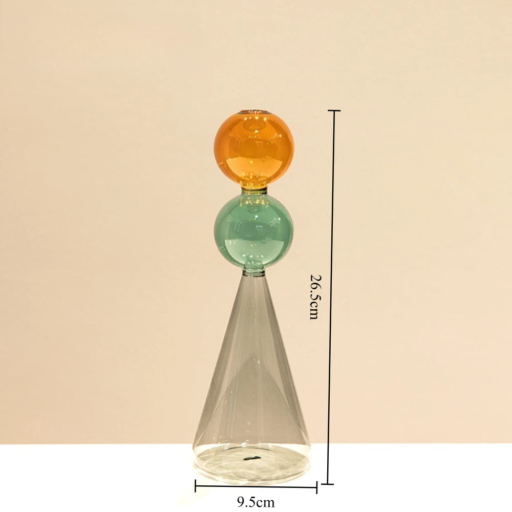 Vase en verre double paroi coloré, culture hydroponique (vue 13) - Nesty
