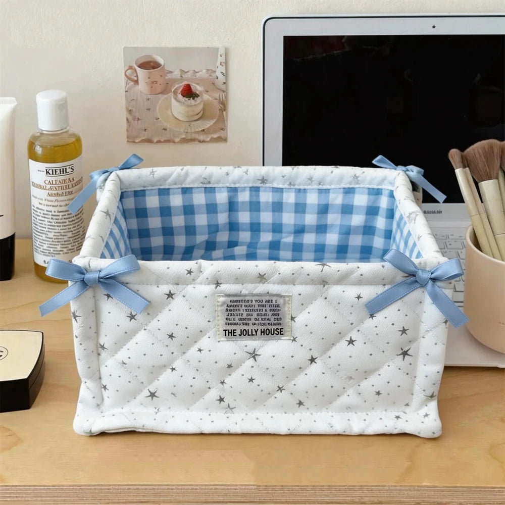 Panier de rangement matelassé pliable, rayures bleues - Nesty (vue 9)