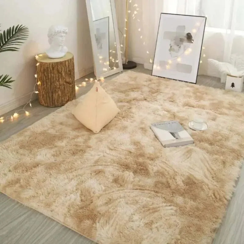 Petit tapis doux uni Nesty - Plusieurs tailles, coloris beige camel chiné