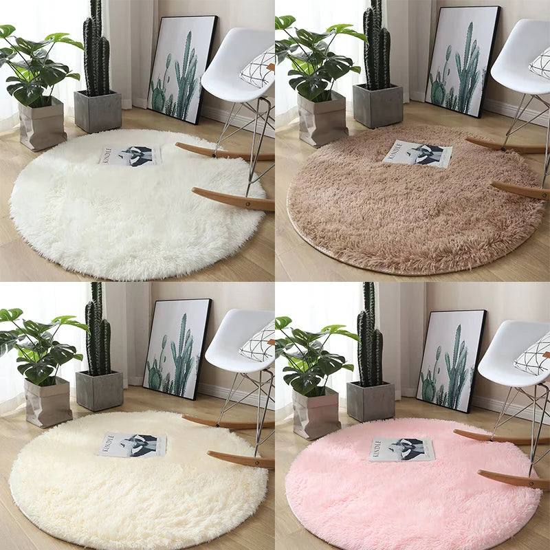 Tapis rond moelleux blanc Nesty - Pour chambre et salon (vue 5)