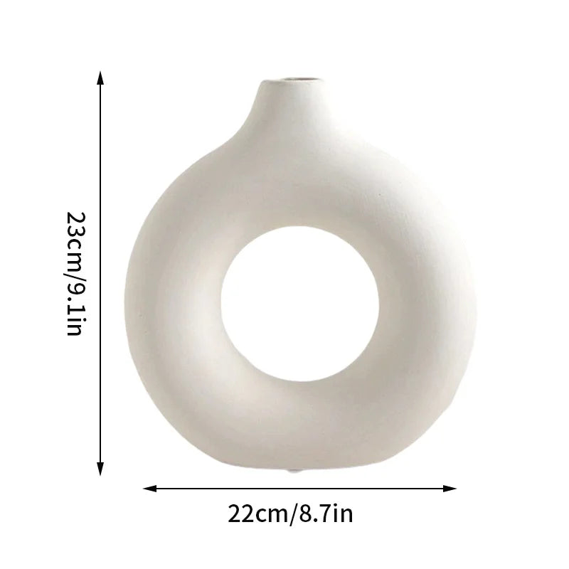 Vase blanc en imitation céramique, motif anneau - Nesty (vue 8)