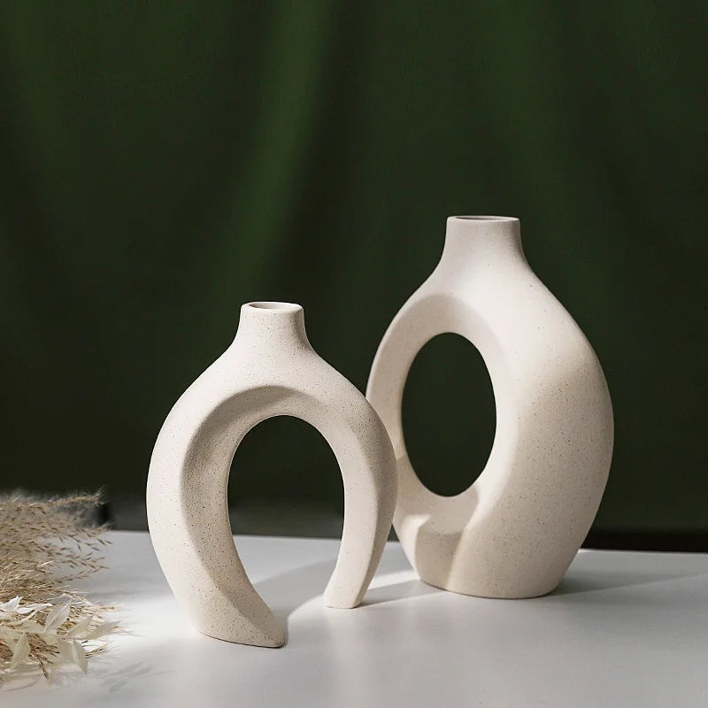 Duo de vases céramique donut noir et blanc - Nesty (vue 5)