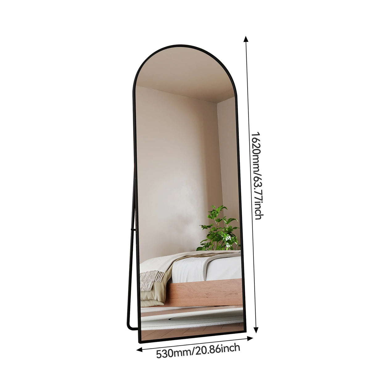 Miroir psyché cintré 162 x 53 cm — cadre en aluminium noir (vue 7) - Nesty