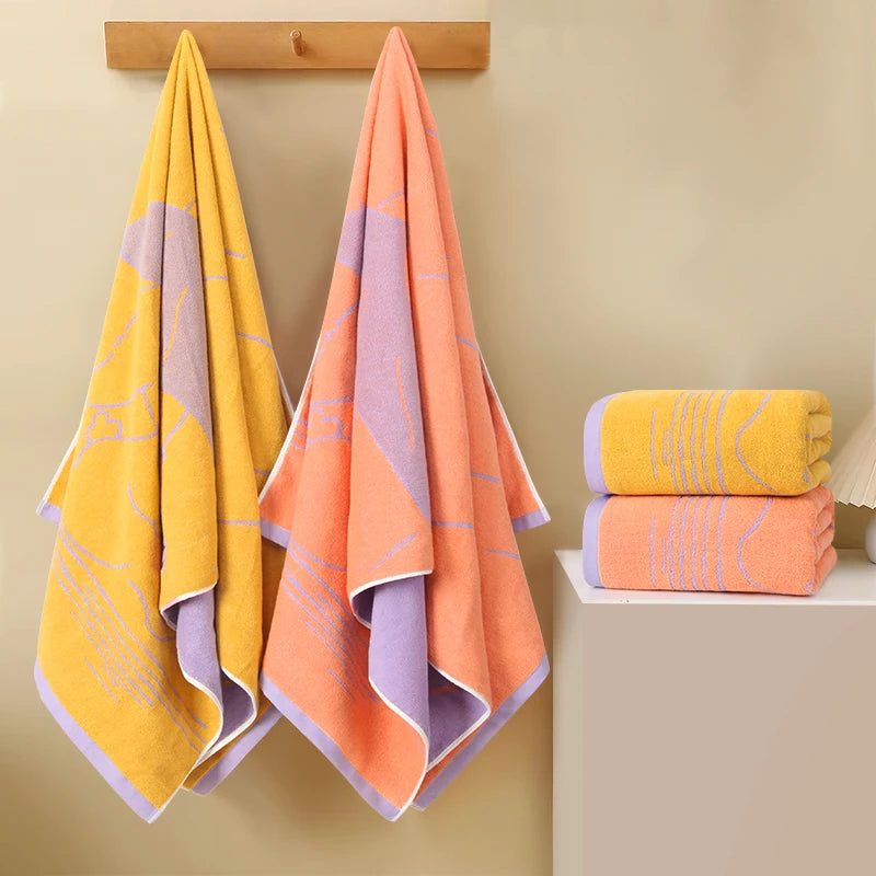 Serviette de bain en coton à motif ligné — grand format, pour toute la famille - Nesty (vue 2)