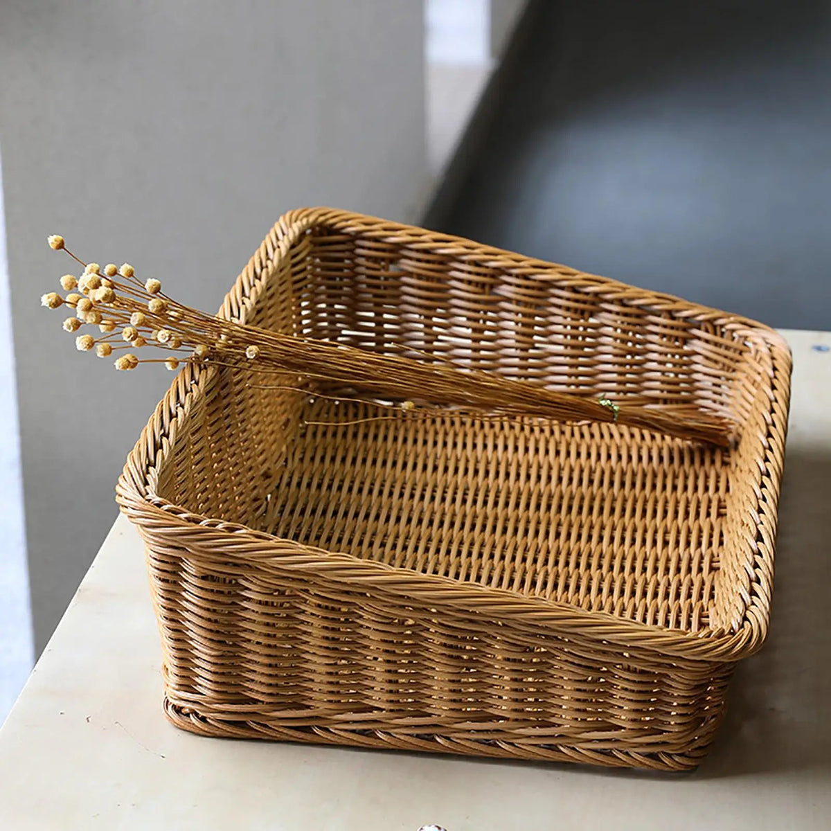 Panier de rangement tressé rectangulaire vintage - Nesty (vue 2)
