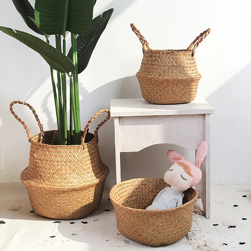 Corbeille suspendue en paille tressée, cache-pot pour plantes - Nesty (vue 3)