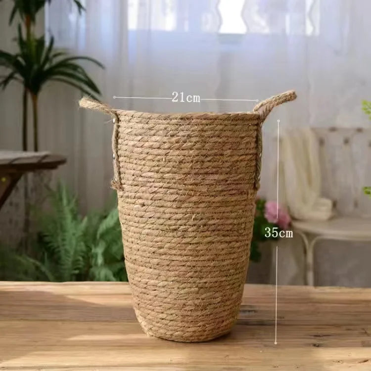Pot de fleurs tressé en jute avec anses, cache-pot décoratif - Nesty (vue 7)
