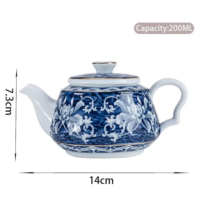 Théière artisanale en porcelaine bleu et blanc, 200 ml - Nesty (vue 6)