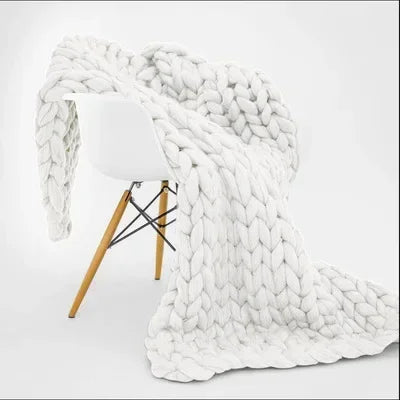 Plaid tricoté gros grain façon laine, cadeau chaleureux - Nesty (vue 15)