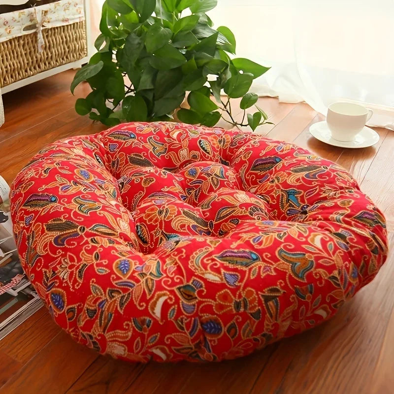 Coussin de sol rond en coton et lin Nesty - Esprit bohème, tatami (vue 8)