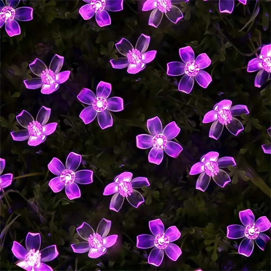 Guirlande solaire fleurs violettes Nesty - Lumière LED pour le jardin (vue 5)