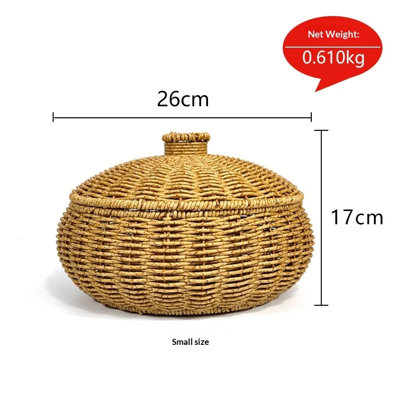 Panier rond tressé effet rotin avec couvercle, pour pain et fruits (vue 8) - Nesty
