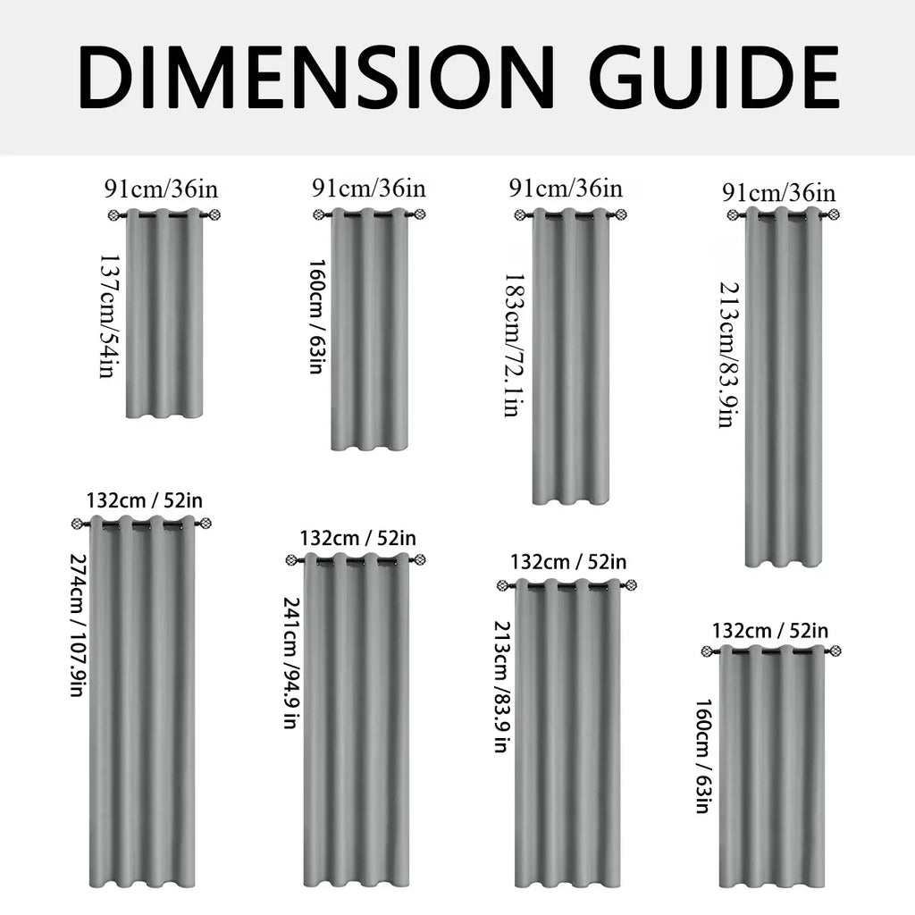 Rideaux occultants doublés Nesty - Fiche des tailles disponibles