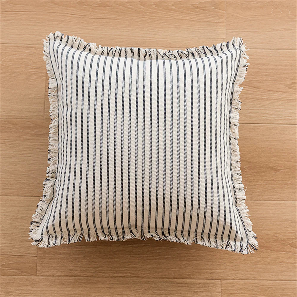 Housse de coussin en lin à rayures Nesty - Plusieurs formats disponibles (vue 8)