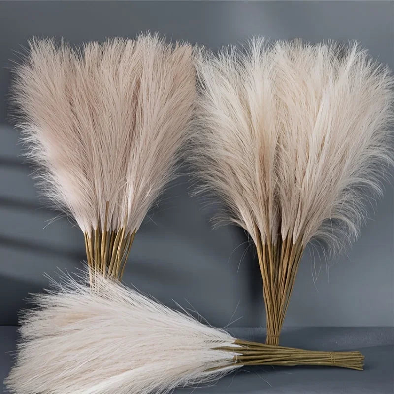 Herbe de pampa artificielle Nesty - Trois bouquets sur fond gris