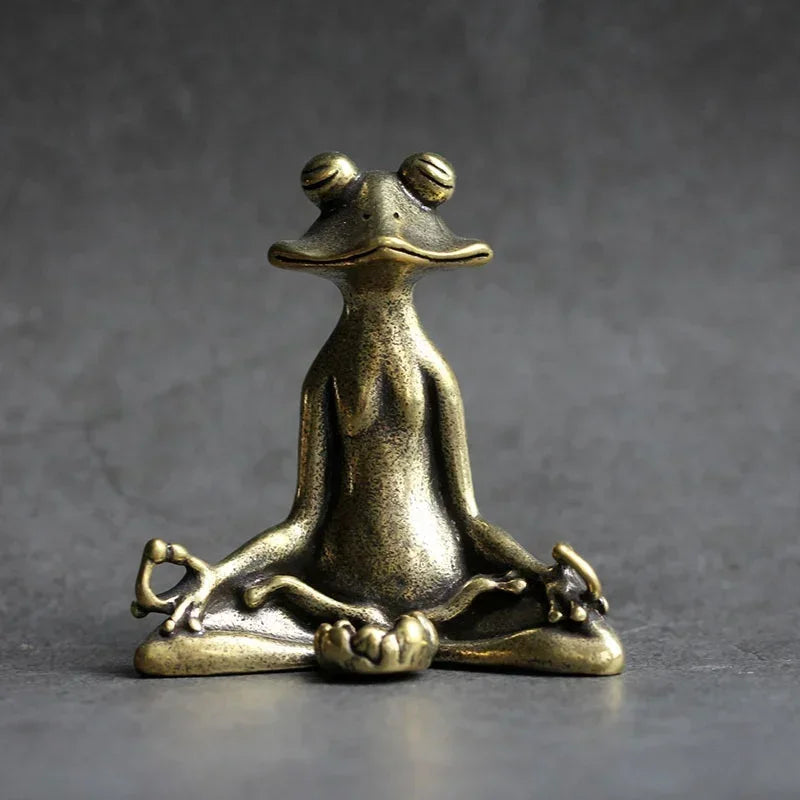 Grenouille zen en bronze Nesty - Figurine en posture de méditation