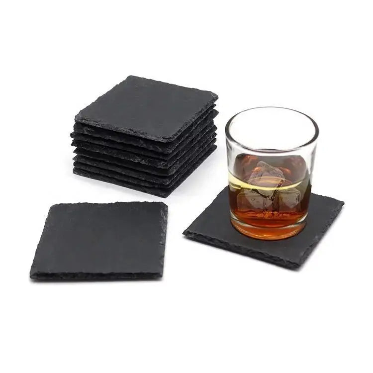 Lot de 8 dessous de verre en ardoise, support métal (vue 5) - Nesty