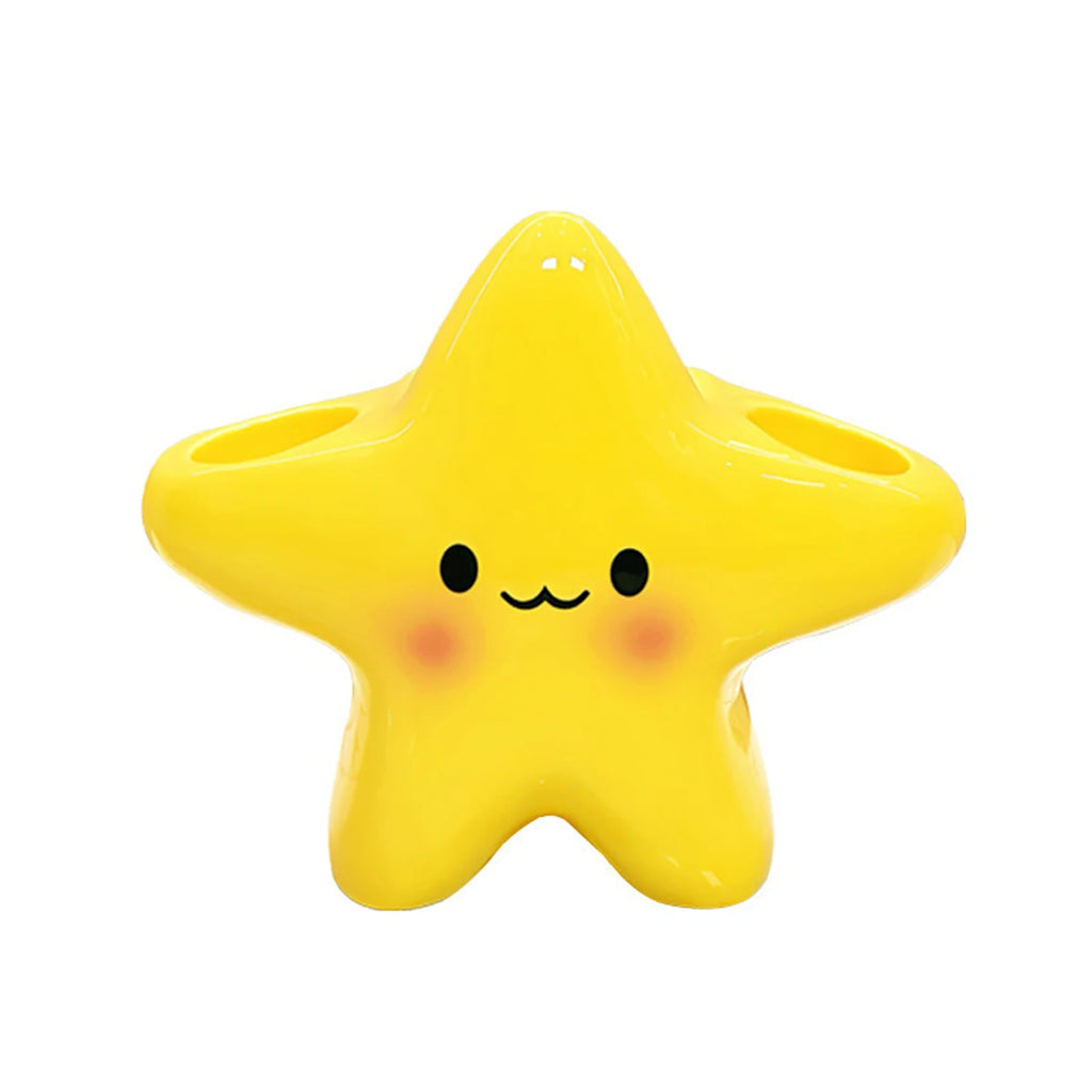 Cute Star-Shaped Toothbrush Holder  Freestanding Bathroom Organizer with Cute Face Design, Space-Saving Toothbrush & Toothpaste - Nesty (vue 6)