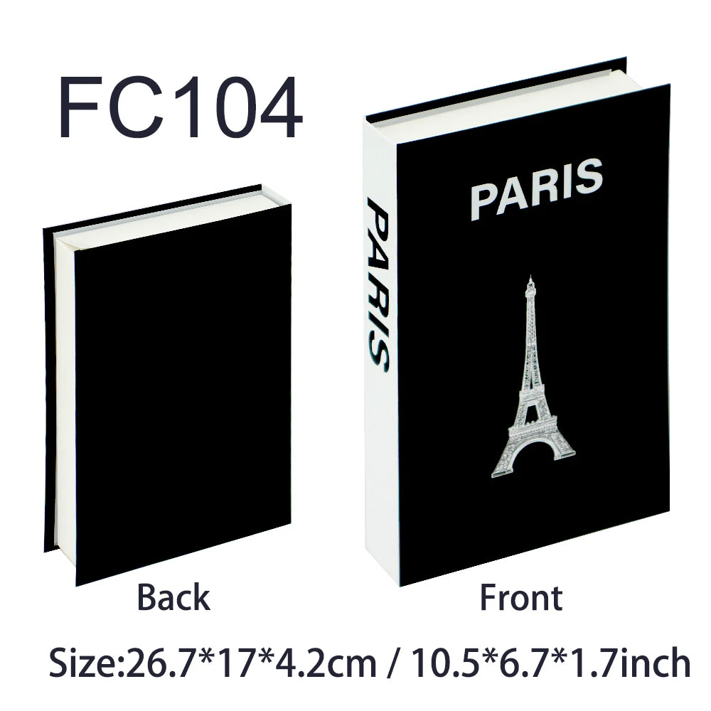 Faux livre décoratif boîte de rangement style nordique, couverture Paris noire avec tour Eiffel argentée (vue 53) - Nesty